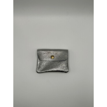 Cartera Piel Plateada Brillo