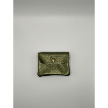 Cartera Piel Verde Oliva Brillo