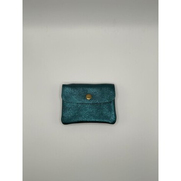 Cartera Piel Azul Brillo