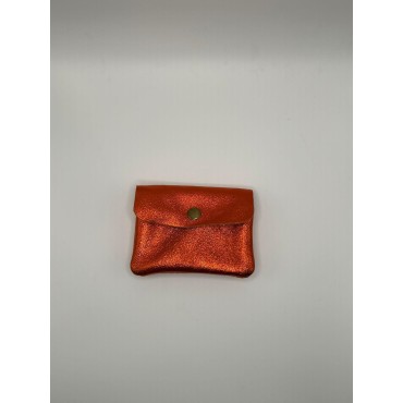 Cartera Piel Naranja Brillo