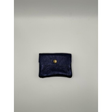 Cartera Piel Azul Marino Brillo