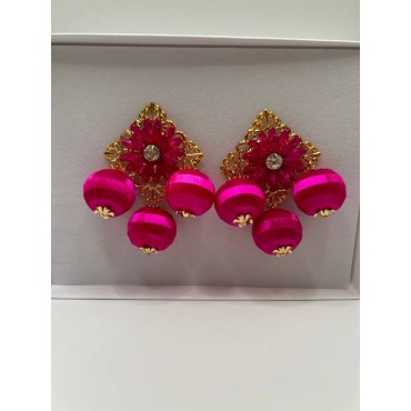 Pendientes Bolas Fucsia