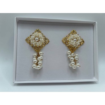 Pendientes Flor Perlas