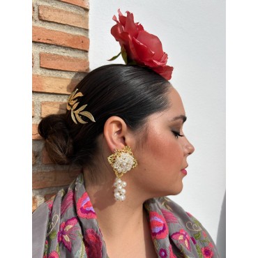 Pendientes Flor Perlas