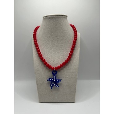 Collar Hawaii Rojo y Azul