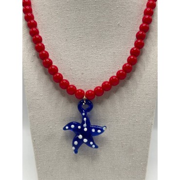 Collar Hawaii Rojo y Azul