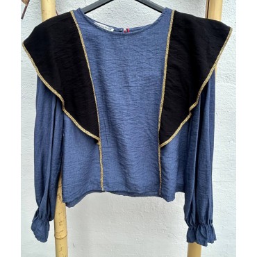 Blusa Bicolor Brillo Azul