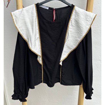 Blusa Bicolor Brillo Negra