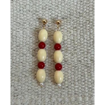 Pendientes Hueso Blanco Coral