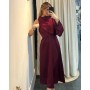 Vestido Clara Satinado Burdeos