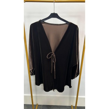 KIMONO CORTO LAZADA MARRÓN
