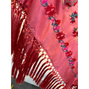 Mantoncillo bordado rosa empolvado