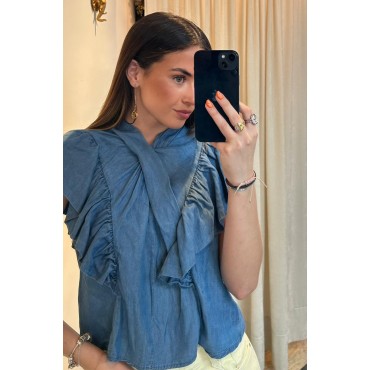 Camisa vaquera volante