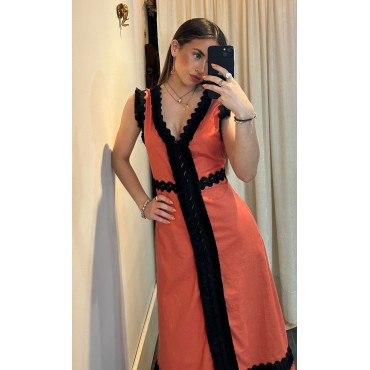 Vestido lino combinado