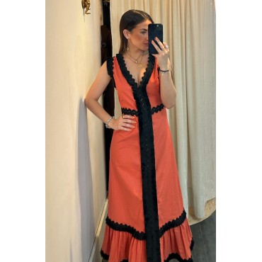 Vestido lino combinado