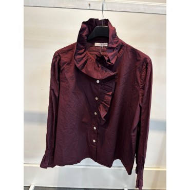 Camisa volante burdeos